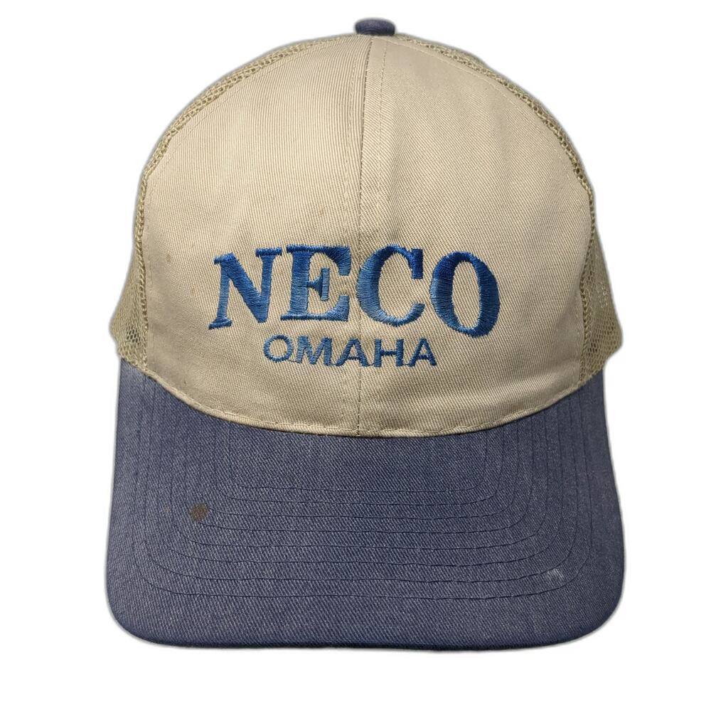 Cobra Caps Trucker Hat Beige Blue One Size Mesh Snapback NECO Omaha Embroidered